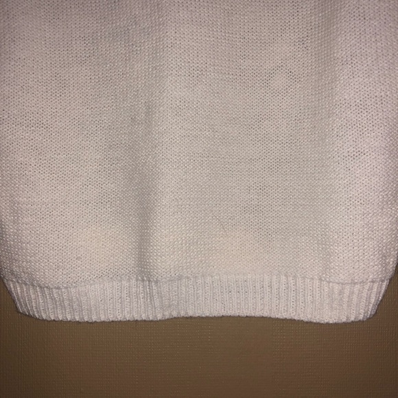 Poof Sweater Girls White Size Small S Chenille Knit Lace Back - Picture 3 of 6